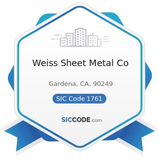 Weiss Sheet Metal Co in Gardena, CA 90249 